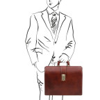 Шкіряний чоловічий саквояж-портфель Tuscany Leather TL141826 Brown - Фотографія № 101