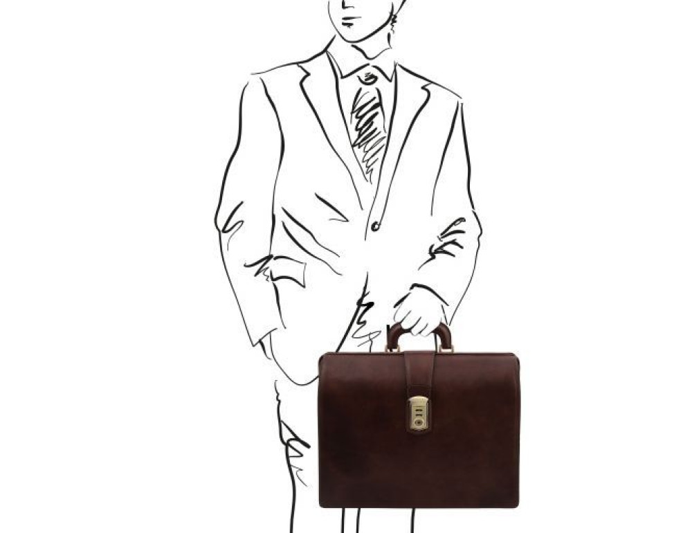 Великий чоловічий саквояж-портфель Tuscany Leather TL141826 Dark Brown - Фотографія № 2