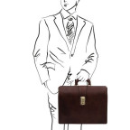 Великий чоловічий саквояж-портфель Tuscany Leather TL141826 Dark Brown - Фотографія № 101