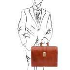 Світло-коричневий шкіряний саквояж-портфель Tuscany Leather TL141826 Med - Фотографія № 101