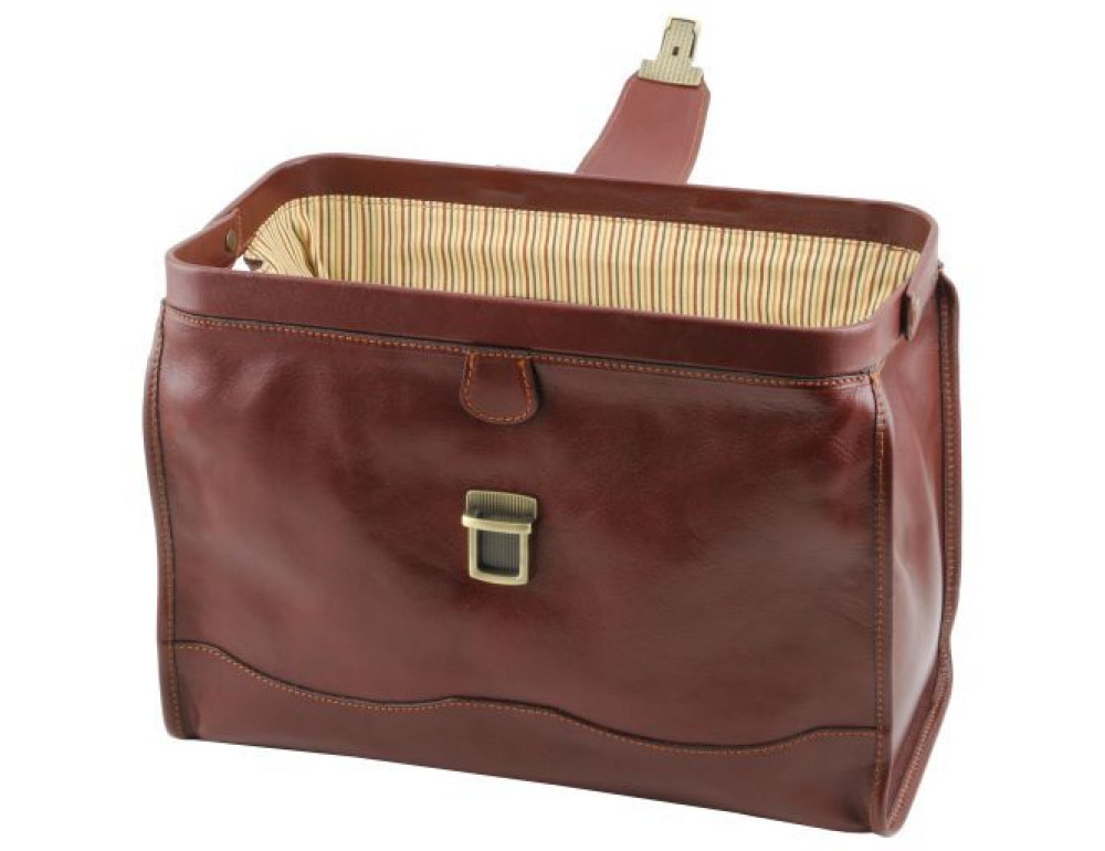 Кожаный мужской саквояж светло-коричневого цвета Tuscany Leather TL141852 Med - Фото № 6