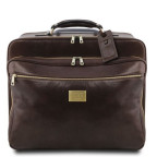Темно-коричневий шкіряний чемодан з плечовим ременем Tuscany Leather TL141888 Dark Brown - Фотографія № 100