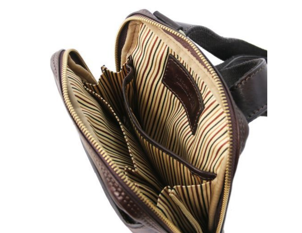 Темно-коричнева чоловіча шкіряна сумка месенджер Tuscany Leather TL141914 Dark Brown - Фотографія № 3