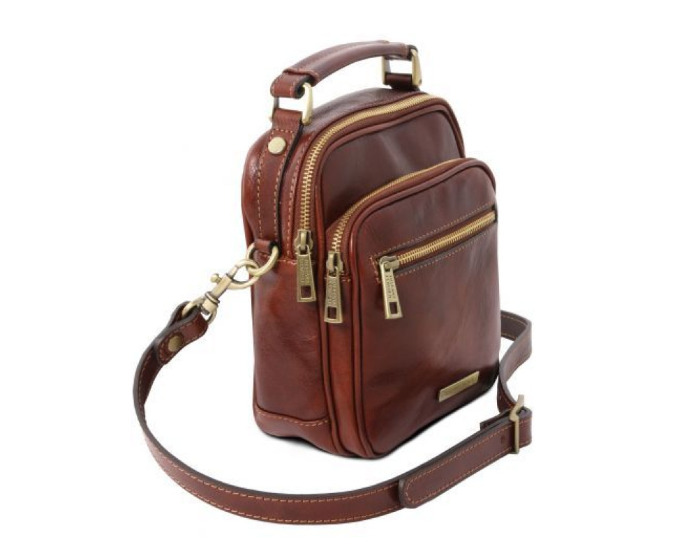 Коричневая маленькая мужская сумочка через плечо Tuscany Leather TL141916 Brown - Фото № 4