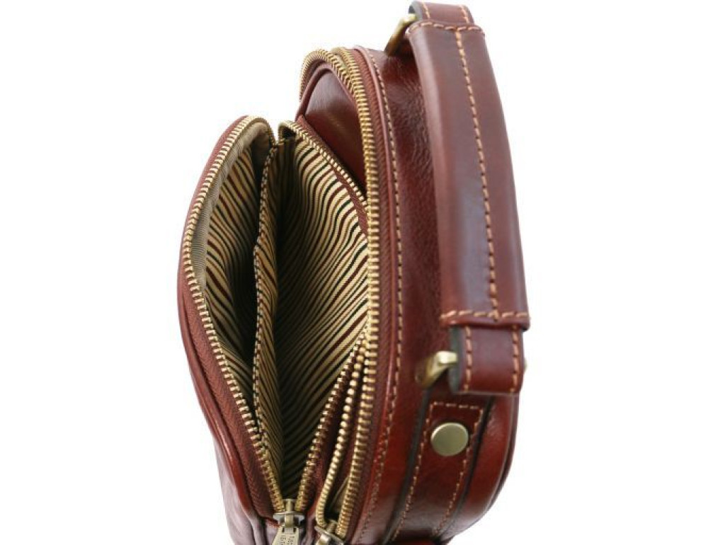 Коричневая маленькая мужская сумочка через плечо Tuscany Leather TL141916 Brown - Фото № 6