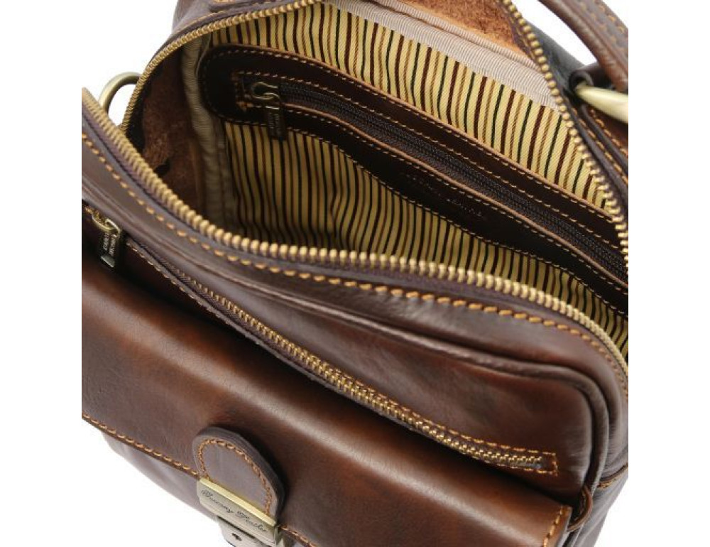 Темно-коричнева чоловіча барсетка з ручкою Tuscany Leather TL141978 dark coffee - Фотографія № 6