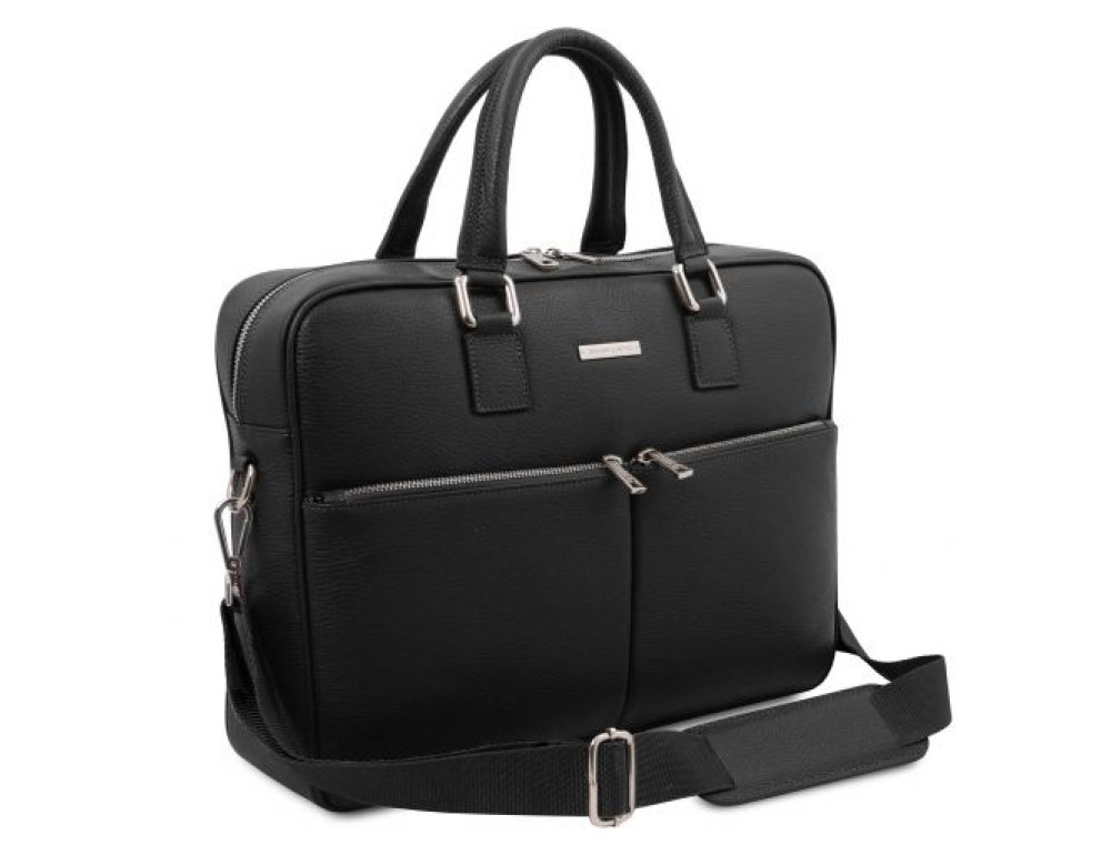 Чорна чоловіча сумка під ноутбук TREVISO Tuscany Leather TL141986 Black - Фотографія № 3