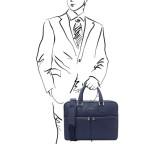 Темно-синя шкіряна чоловіча сумка TREVISO Tuscany Leather TL141986 DARK Blue - Фотографія № 101