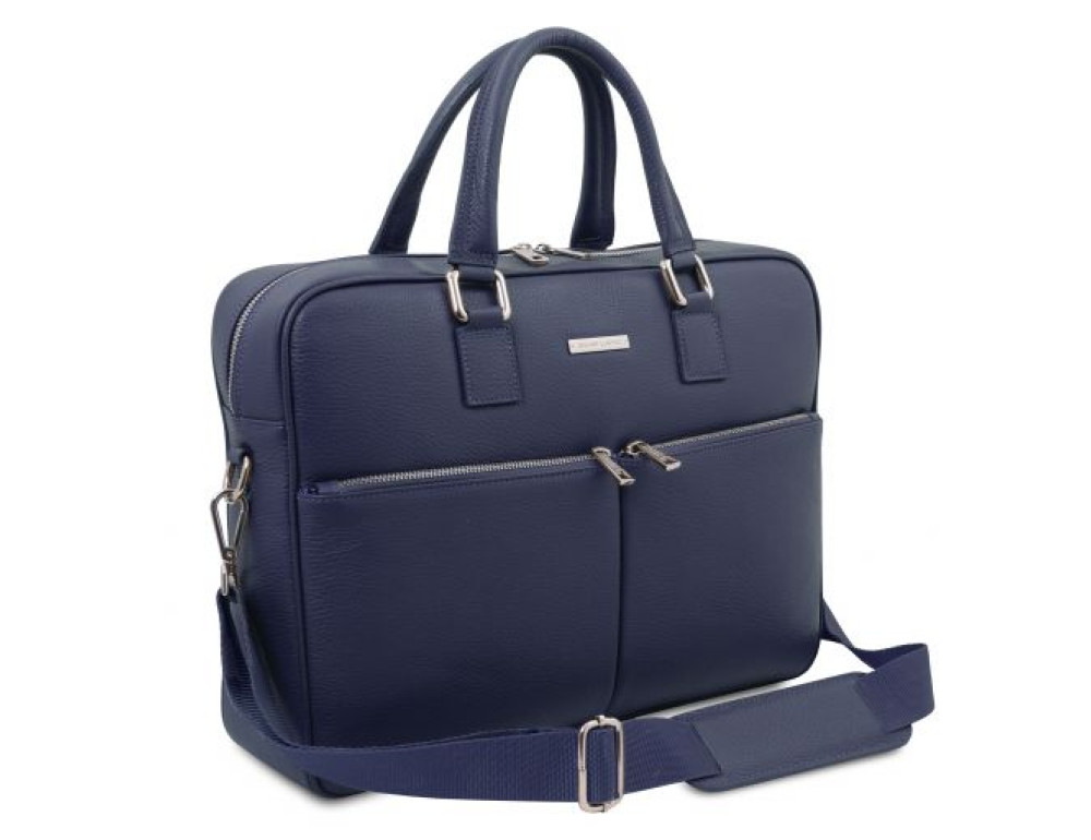Темно-синя шкіряна чоловіча сумка TREVISO Tuscany Leather TL141986 DARK Blue - Фотографія № 3