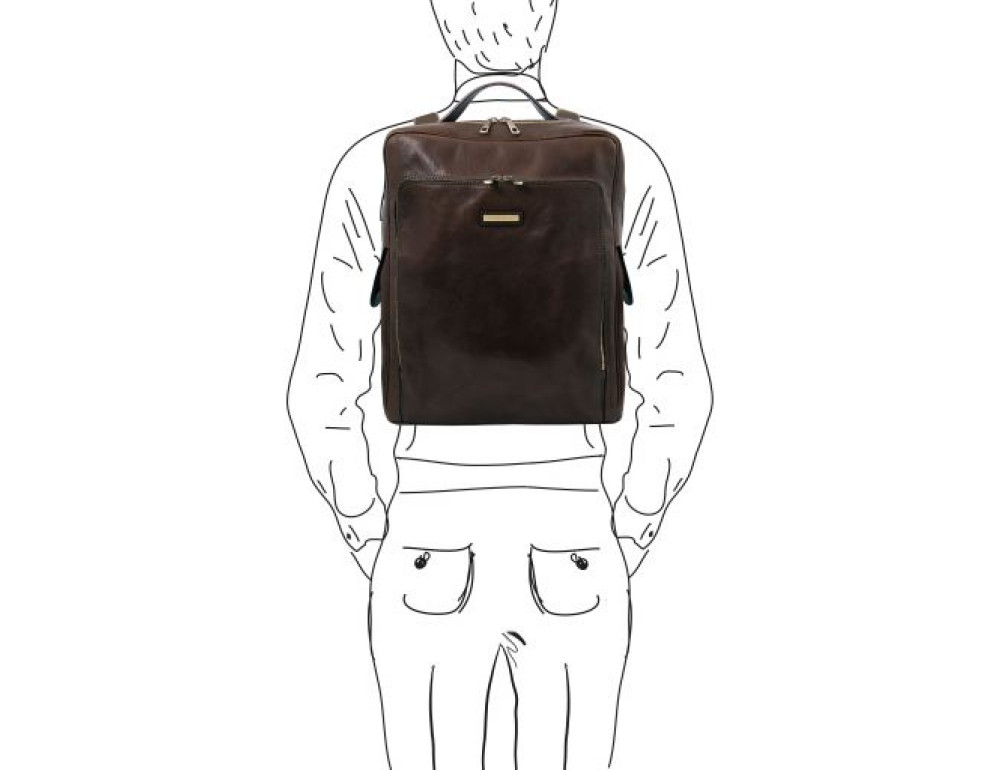 Чоловік шкіряний італійський рюкзак BANGKOK Tuscany Leathe TL141987 Dark Brown - Фотографія № 2