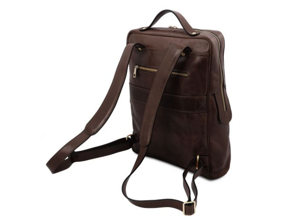 Чоловік шкіряний італійський рюкзак BANGKOK Tuscany Leathe TL141987 Dark Brown - Фотографія № 4