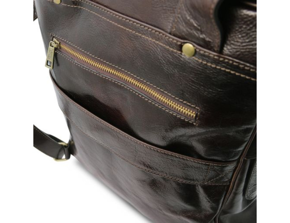 Чоловік шкіряний італійський рюкзак BANGKOK Tuscany Leathe TL141987 Dark Brown - Фотографія № 5