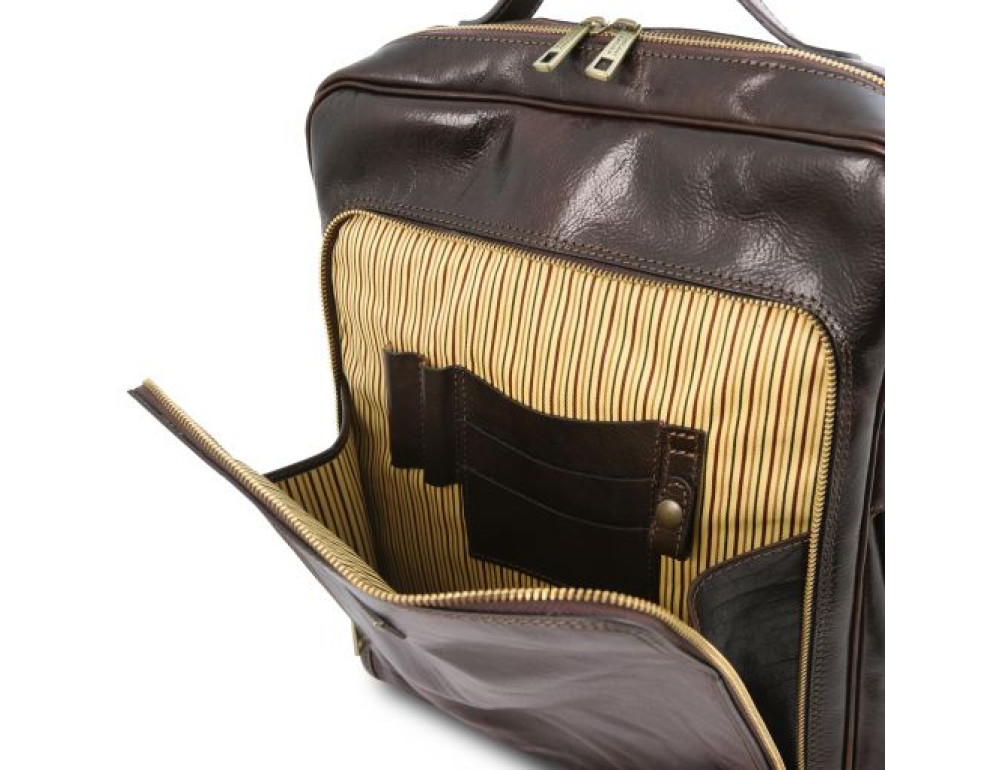 Чоловік шкіряний італійський рюкзак BANGKOK Tuscany Leathe TL141987 Dark Brown - Фотографія № 6
