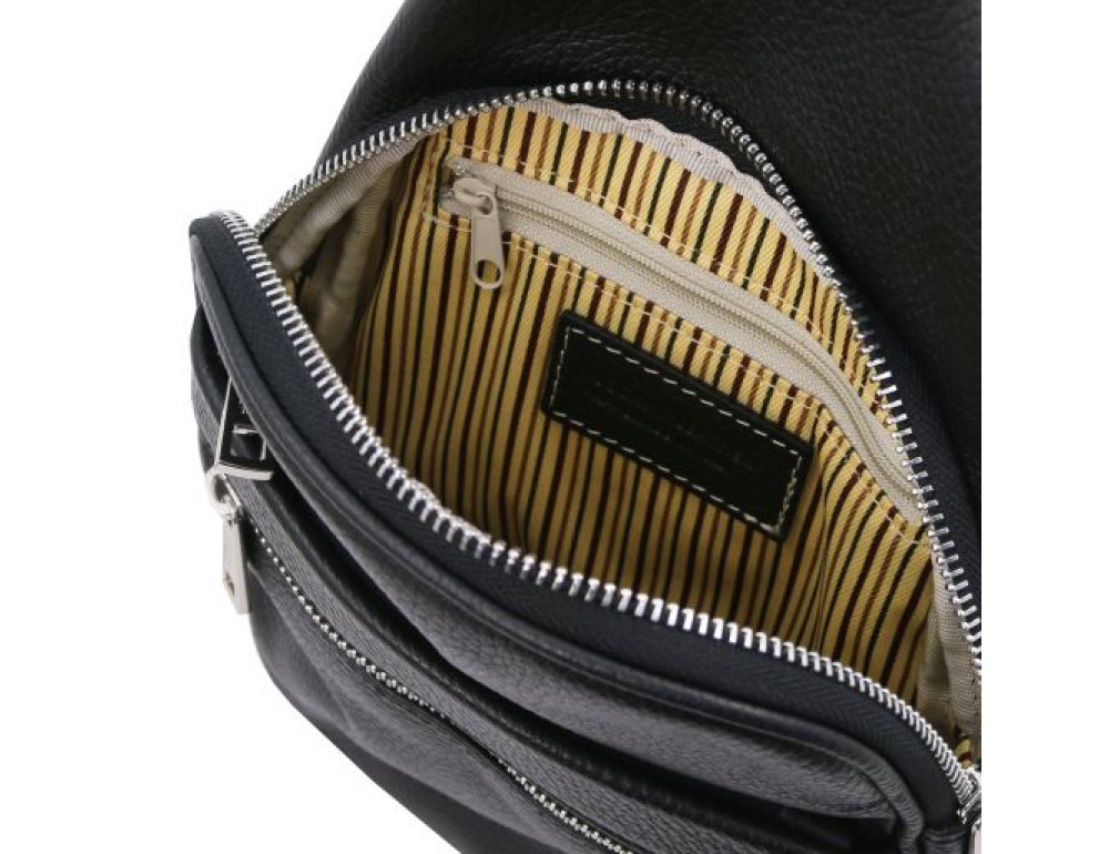 Чорна шкіряна сумка слінг Tuscany Leather TL142022 black - Фотографія № 4
