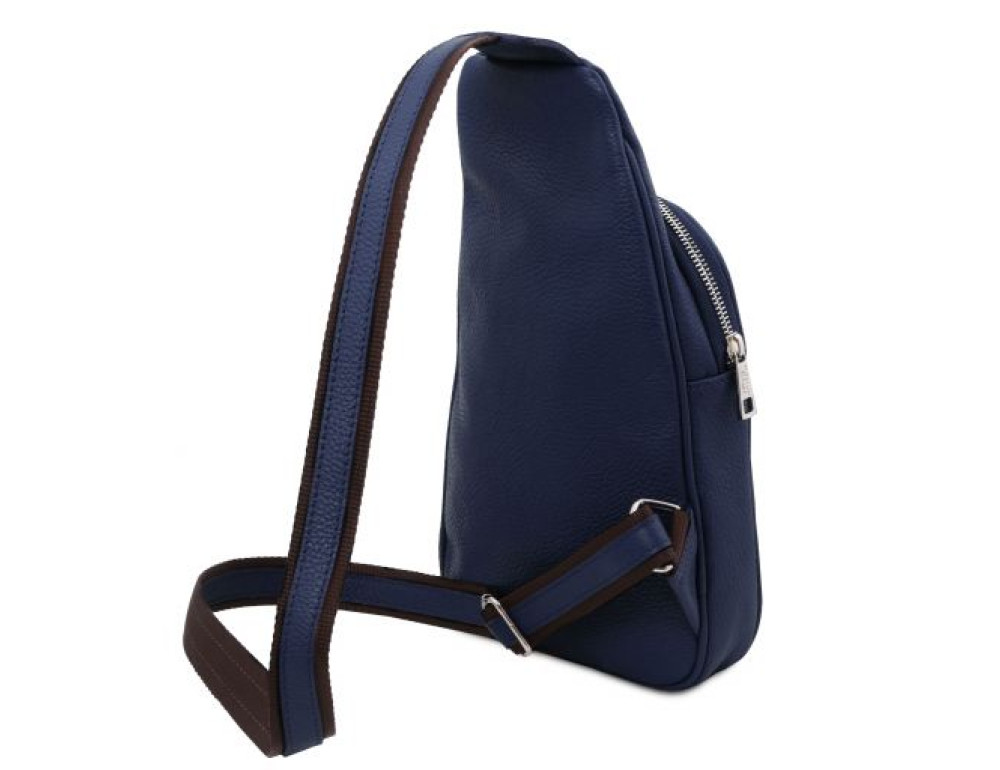 Темно-синя шкіряна сумка слінг Tuscany Leather TL142022 Dark Blue - Фотографія № 3