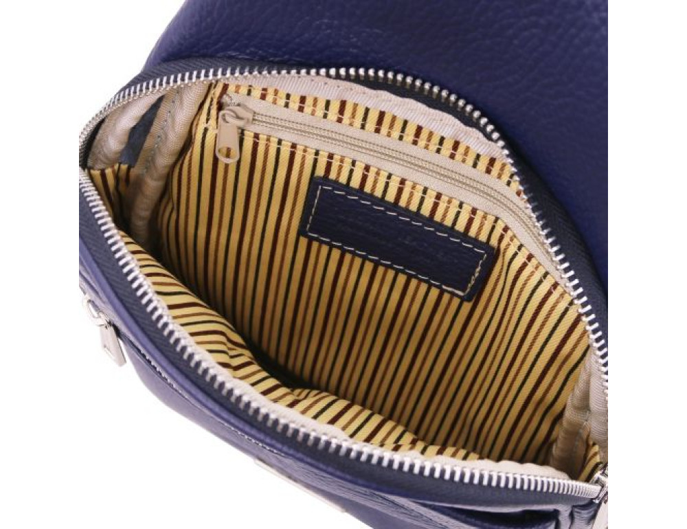 Темно-синя шкіряна сумка слінг Tuscany Leather TL142022 Dark Blue - Фотографія № 4