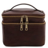 Темно-коричнева шкіряна косметичка-Нессер Tuscany Leather TL142045 Dark Brown
