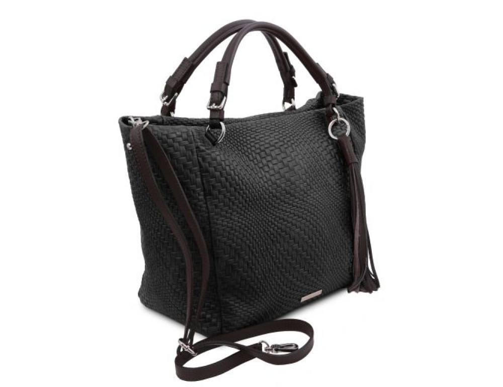 Чёрная женская кожаная сумка из Италии TL BAG TL142066 Black - Фото № 3