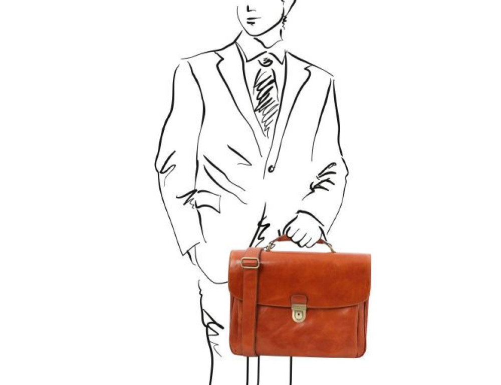 Світло-коричневий шкіряний портфель чоловічий Tuscany Leather TL142067 med - Фотографія № 2