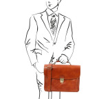 Світло-коричневий шкіряний портфель чоловічий Tuscany Leather TL142067 med - Фотографія № 101