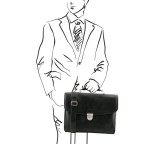 Чорний великий шкіряний портфель чоловічий Tuscany Leather TL142067 Black - Фотографія № 101