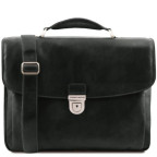 Чорний великий шкіряний портфель чоловічий Tuscany Leather TL142067 Black - Фотографія № 100