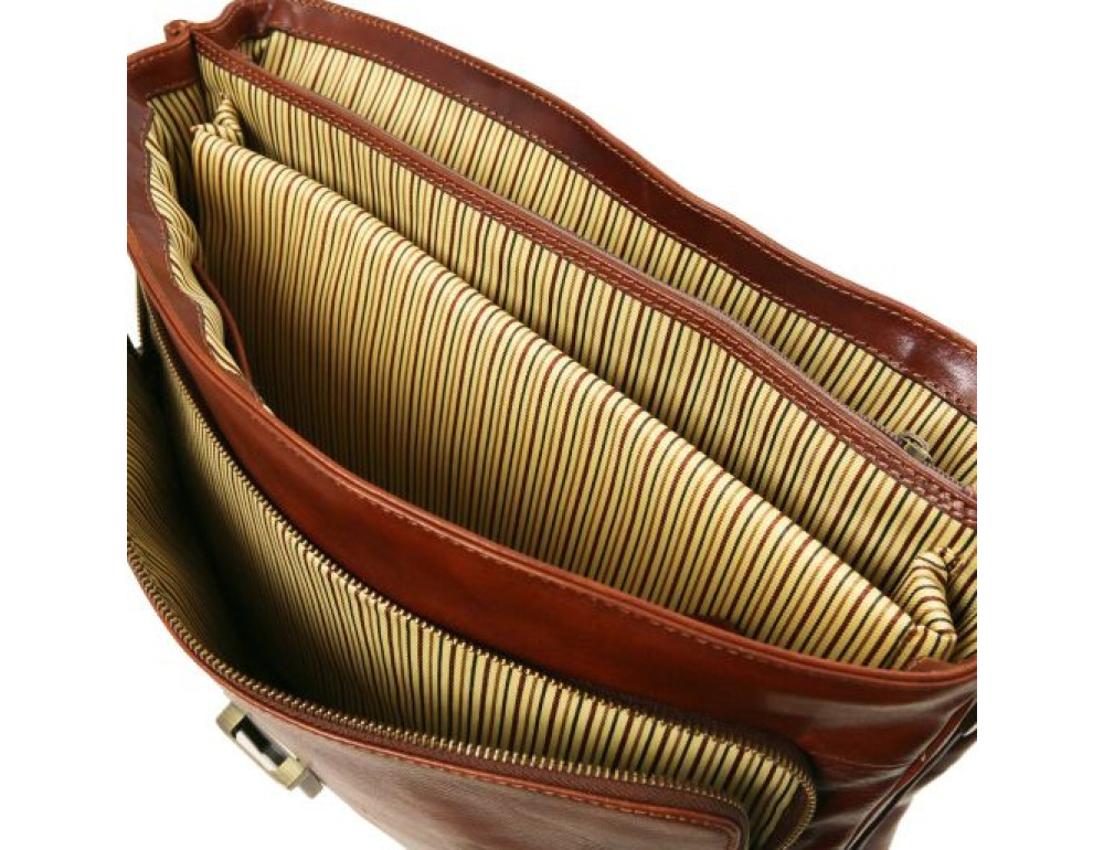 Чорний великий шкіряний портфель чоловічий Tuscany Leather TL142067 Black - Фотографія № 5