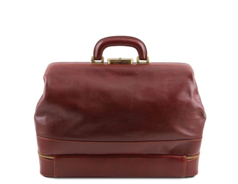 Коричневий шкіряний саквояж з відкидним дном Tuscany Leather TL142071 brown - Фотографія № 2
