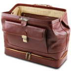Коричневий шкіряний саквояж з відкидним дном Tuscany Leather TL142071 brown - Фотографія № 103
