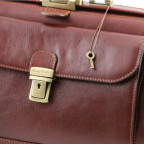 Коричневий шкіряний саквояж з відкидним дном Tuscany Leather TL142071 brown - Фотографія № 104