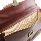 Коричневий шкіряний саквояж з відкидним дном Tuscany Leather TL142071 brown - Фотографія № 105