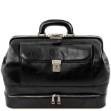 Чёрный кожаный саквояж с открывающиеся дном Tuscany Leather TL142071 Black