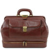 Коричневий шкіряний саквояж з відкидним дном Tuscany Leather TL142071 brown