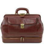 Коричневий шкіряний саквояж з відкидним дном Tuscany Leather TL142071 brown - Фотографія № 100