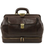 Стильний шкіряний саквояж з відкидним дном Tuscany Leather TL142071 Dark Brown - Фотографія № 100