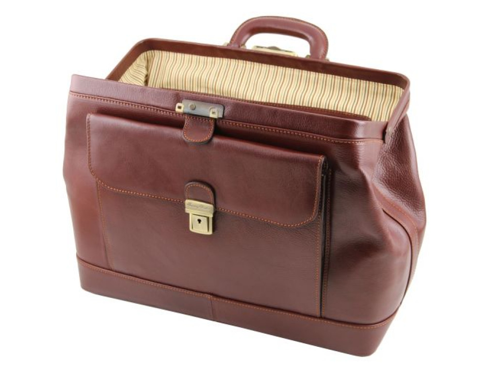 Чоловік шкіряний саквояж LEONARDO Tuscany Leathe TL142072 Dark Brown - Фотографія № 3