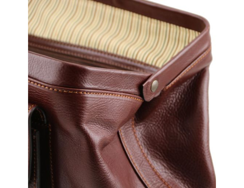Чоловік шкіряний саквояж LEONARDO Tuscany Leathe TL142072 Dark Brown - Фотографія № 6