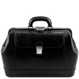 Чёрный мужской саквояж из натуральной кожи LEONARDO Tuscany Leathe TL142072 Black