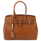 Жіночий класичний сумка зі шкіри страуса Tuscany Leather TL142120 COGNAC - Фотографія № 100
