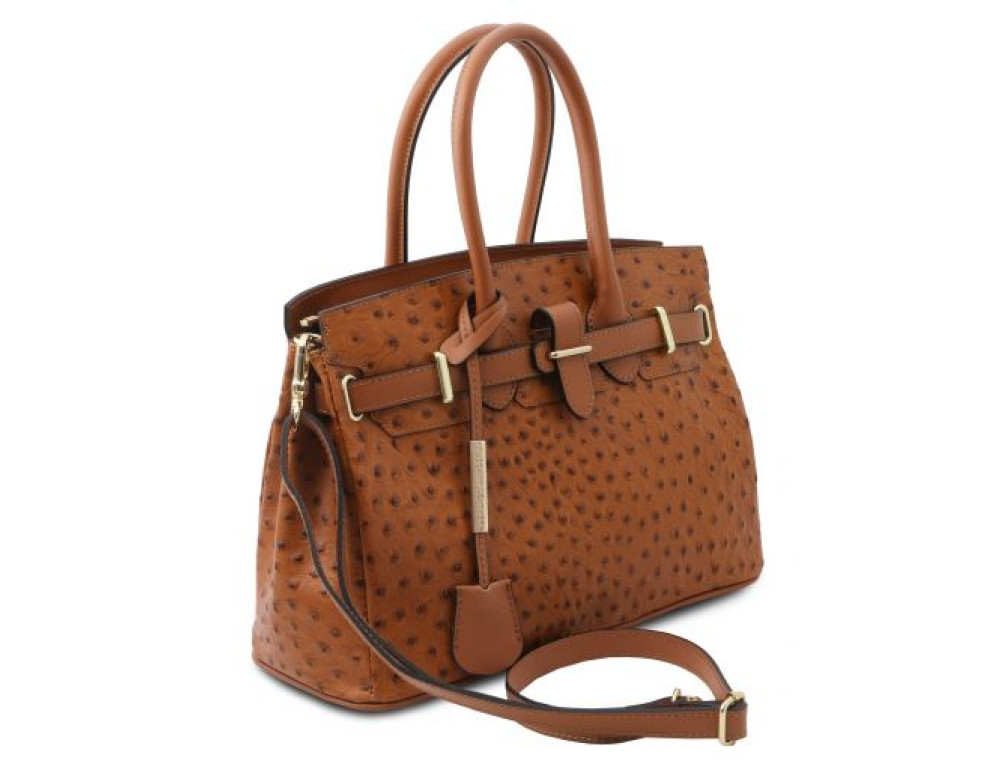 Жіночий класичний сумка зі шкіри страуса Tuscany Leather TL142120 COGNAC - Фотографія № 3