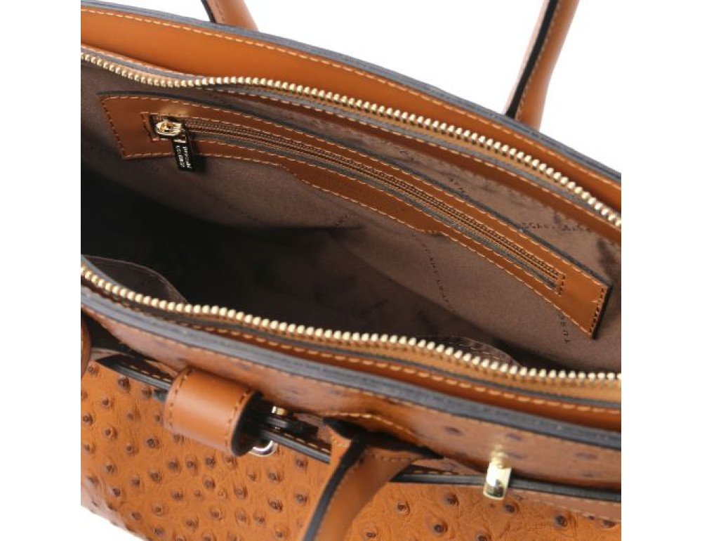 Жіночий класичний сумка зі шкіри страуса Tuscany Leather TL142120 COGNAC - Фотографія № 6