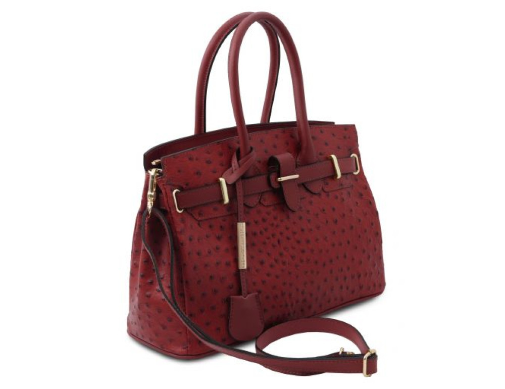 Червона жіноча сумка зі страусиної шкіри Tuscany Leather TL142120 Red - Фотографія № 3