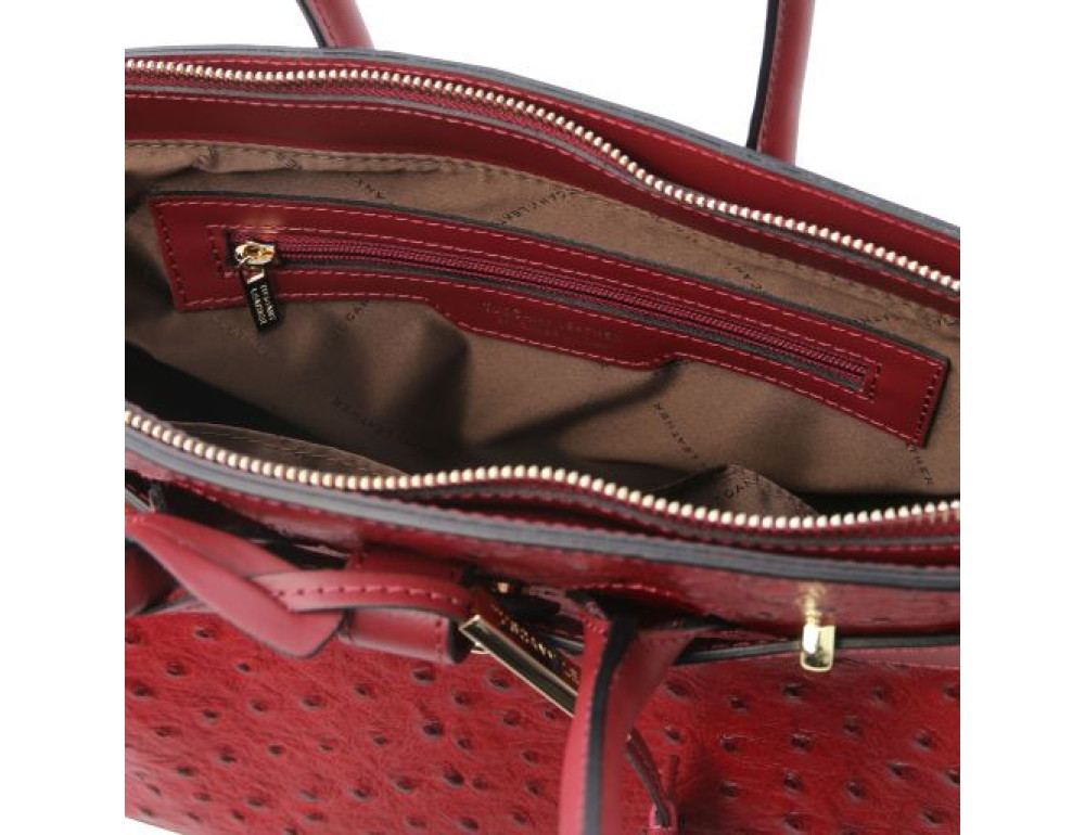 Червона жіноча сумка зі страусиної шкіри Tuscany Leather TL142120 Red - Фотографія № 6