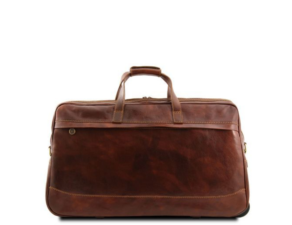 Шкіряна дорожня сумка на колесах Tuscany Leather TL3067 Brown - Фотографія № 3