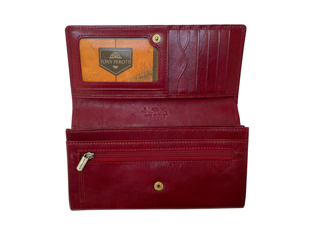 Классический женский кошелёк из натуральной кожи Tony Perotti Italico 2638Z rosso - Фото № 2