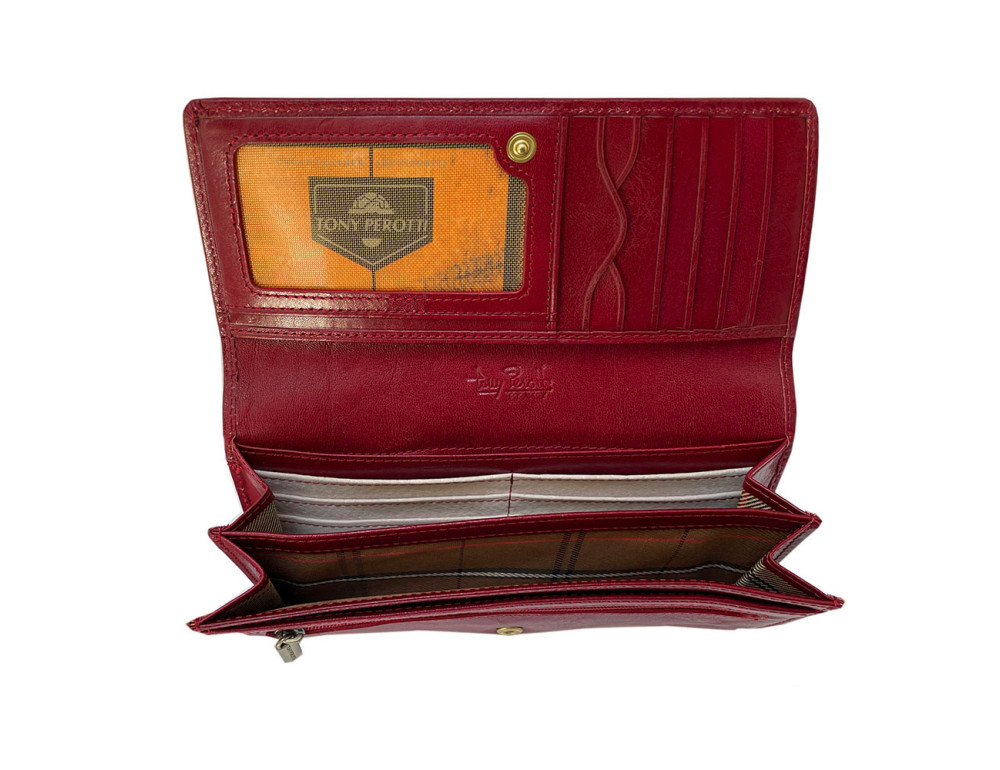 Классический женский кошелёк из натуральной кожи Tony Perotti Italico 2638Z rosso - Фото № 5