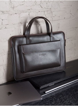 Кожаный чехол с ручками и карманом для MacBook Pro Blancnote BN-GC-34-choko, тёмно-коричневый