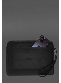 Кожаный чехол на молнии с карманом и петлёй на руку для MacBook 13" Blancnote BN-GC-29-g, чёрный