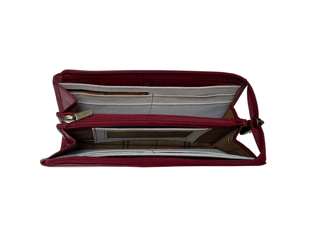 Тонкий женский кошелёк красного цвета Tony Perotti Italico 2596 rosso - Фото № 2
