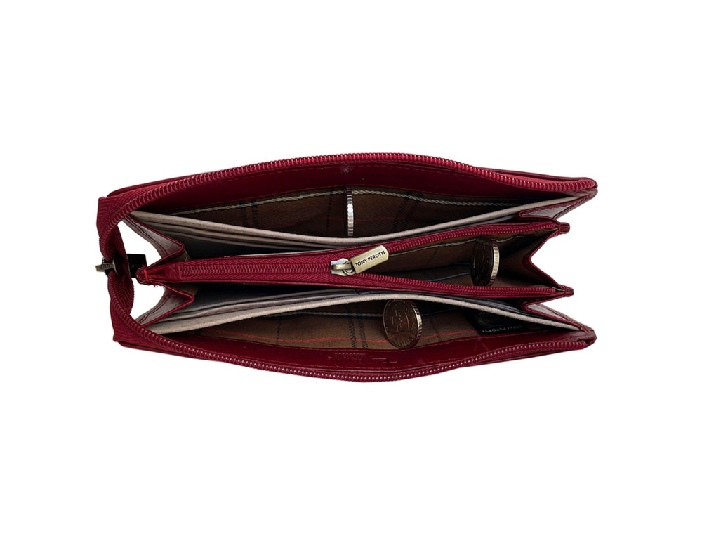Тонкий женский кошелёк красного цвета Tony Perotti Italico 2596 rosso - Фото № 4